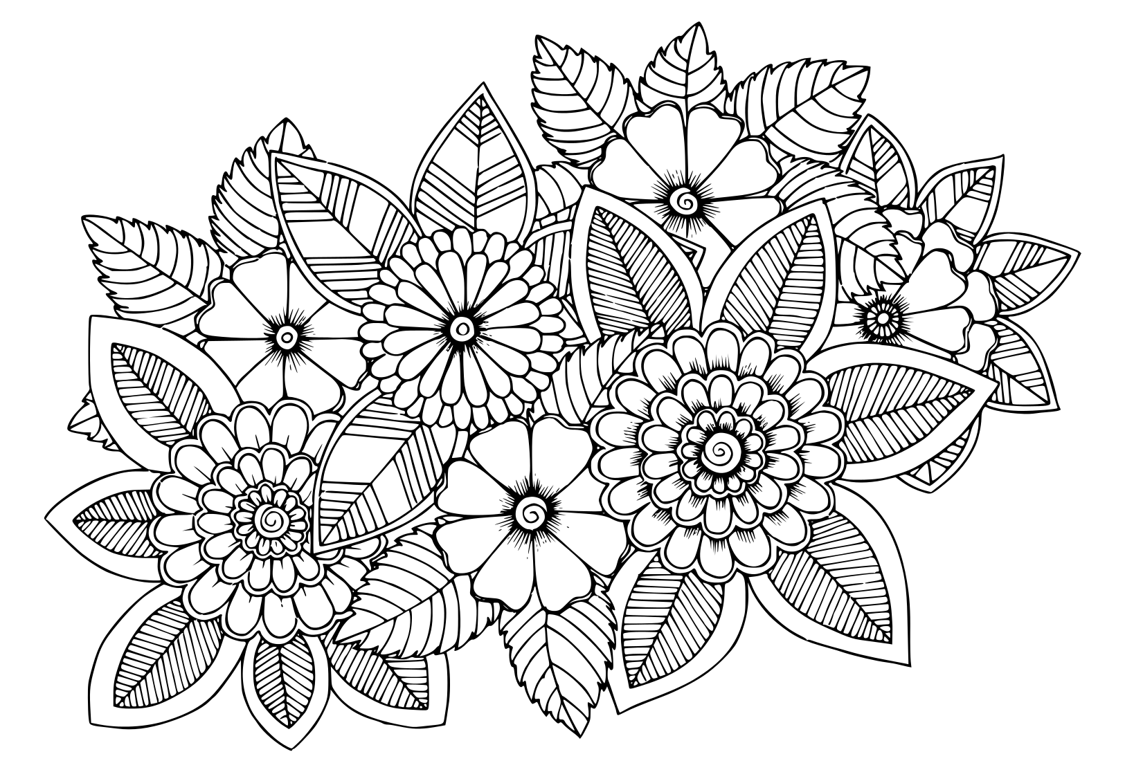 Coloriage Fleur Vegetation Fleural Adulte - Fleurs à imprimer