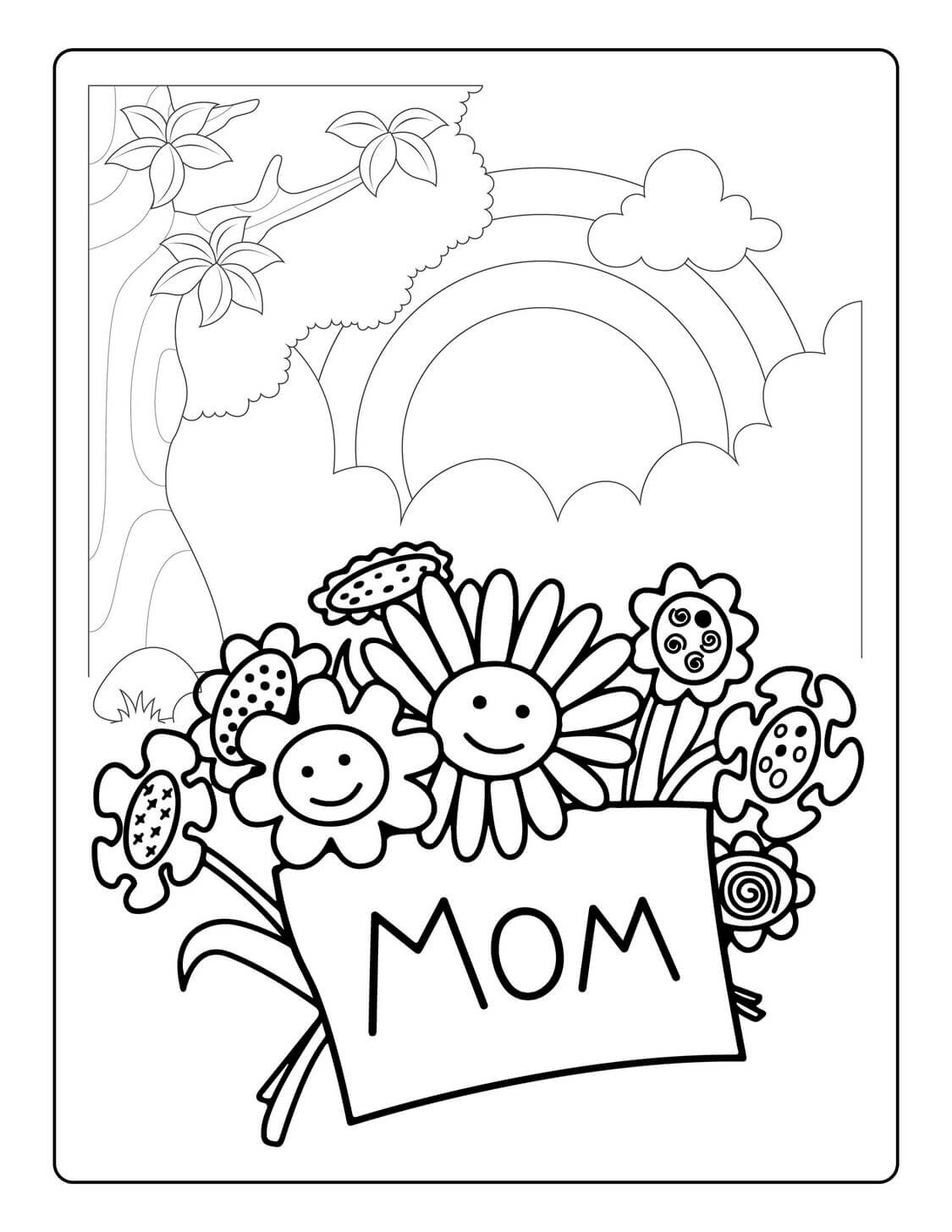 Coloriage Fleurs Mom Fête Des Mères - Fête des mères à imprimer