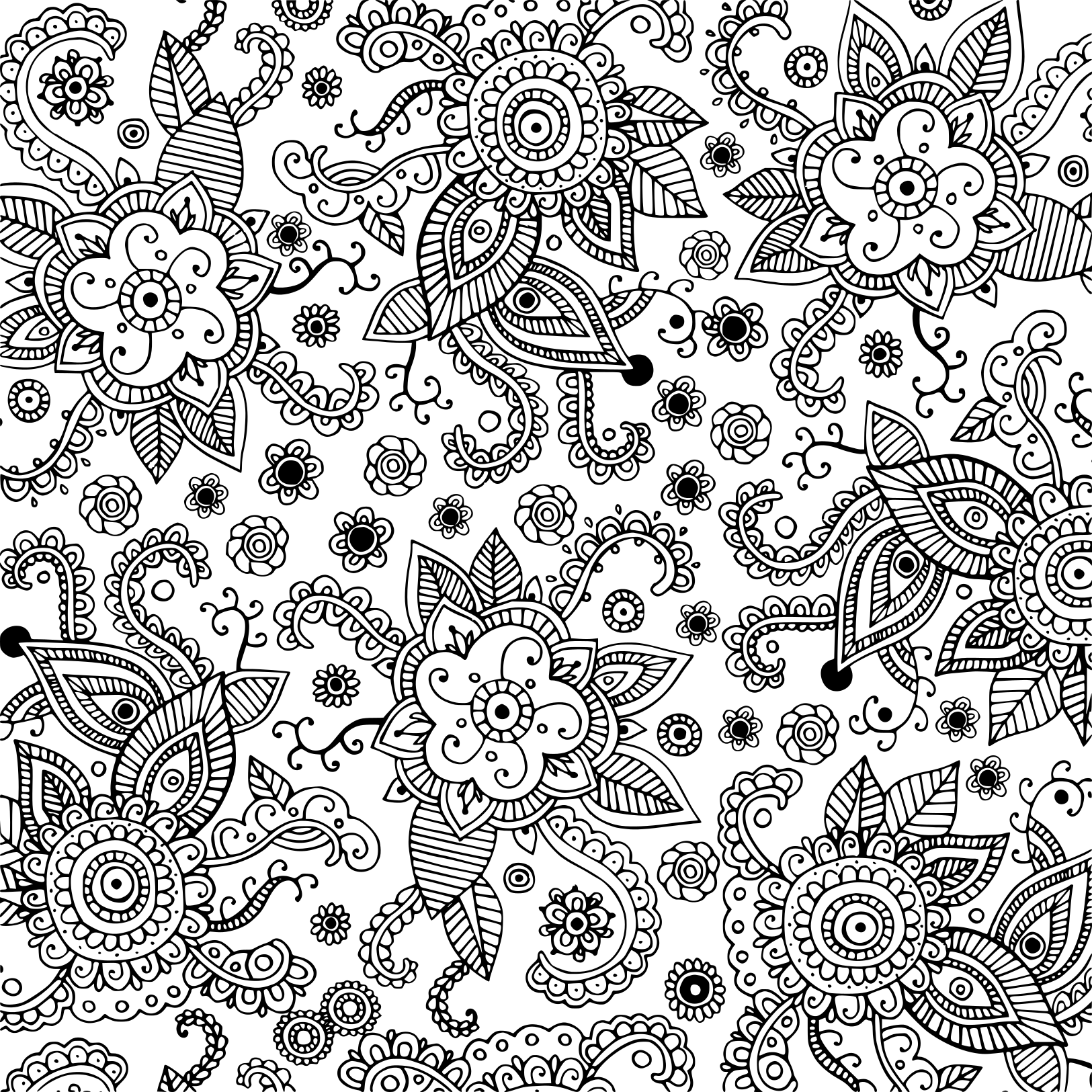 Coloriage Fleurs Nature Adultes Doodle Art Graphique - Adulte à imprimer