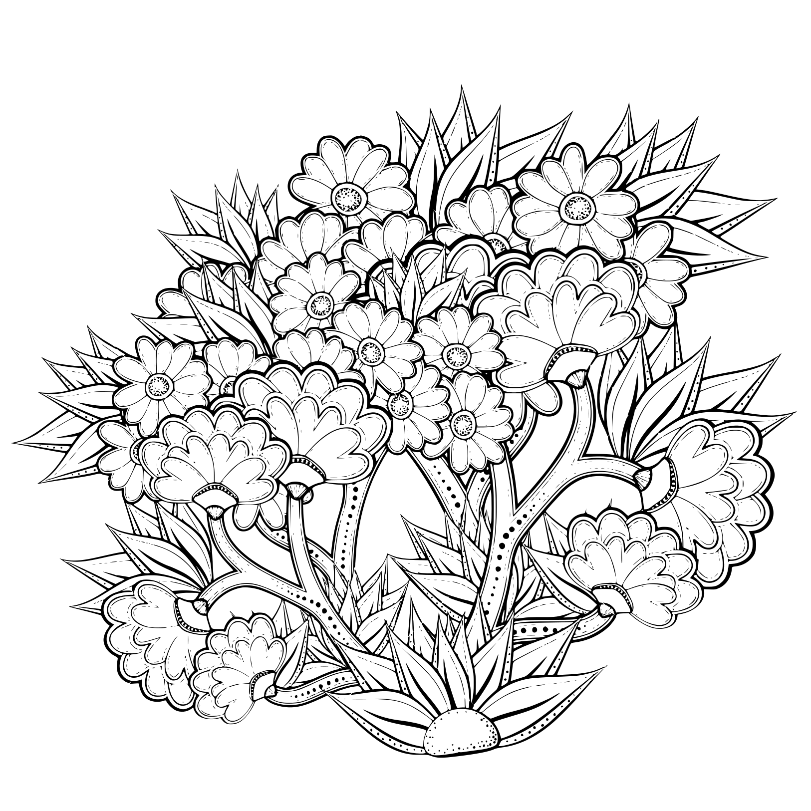 Coloriage Fleurs Nature Été Abstrait Adulte - Fleurs à imprimer