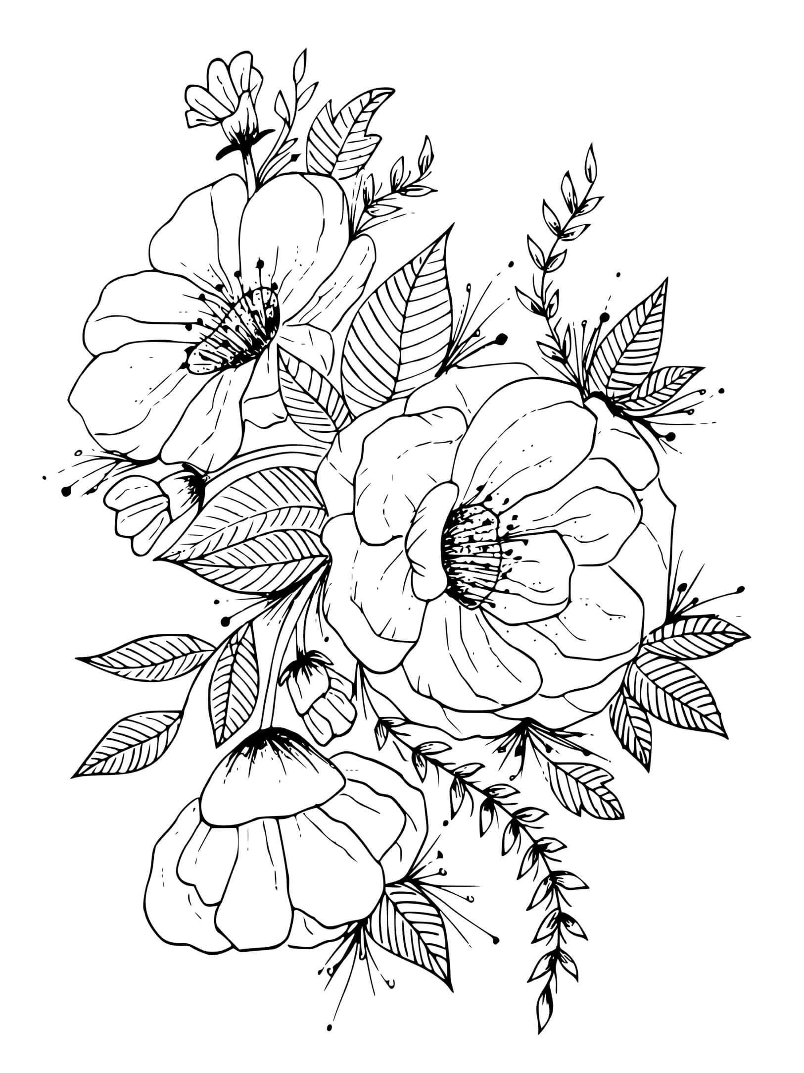 Coloriage Fleurs Rose Adulte - Fleurs à imprimer