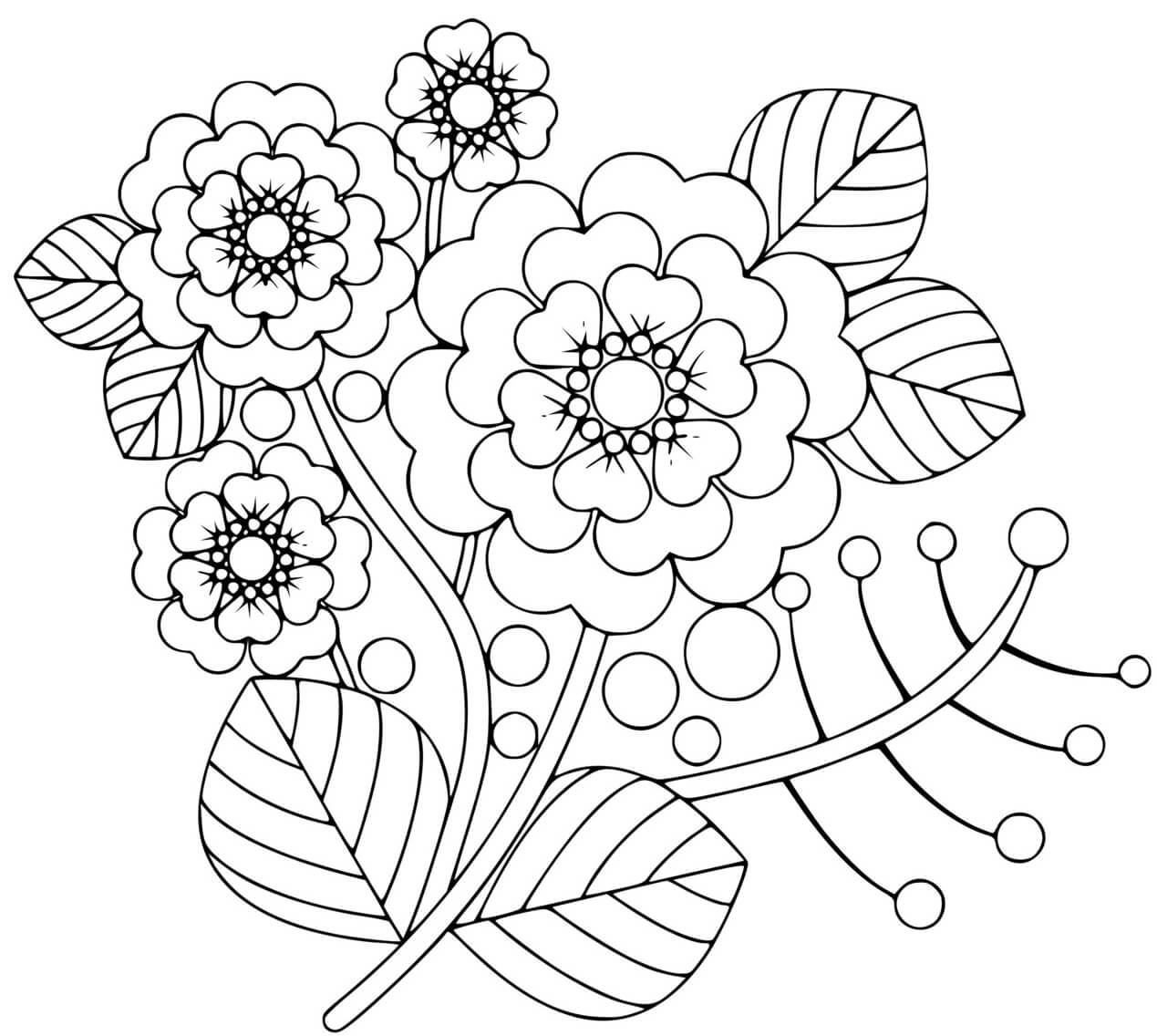 Coloriage Fleurs Simples Du Printemps Soleil - Printemps à imprimer
