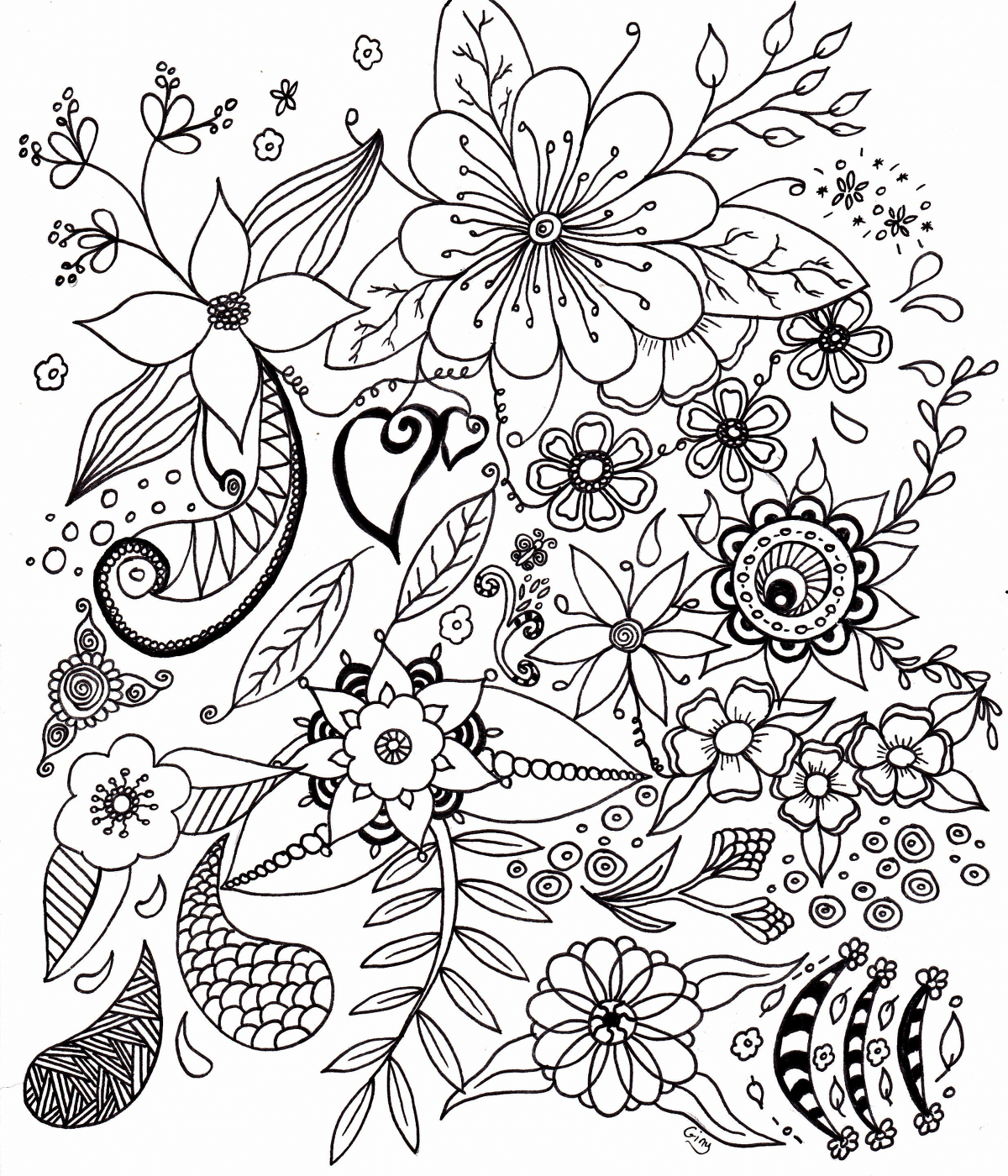 Coloriage Fleurs Simples Pour Adulte - Fleurs à imprimer