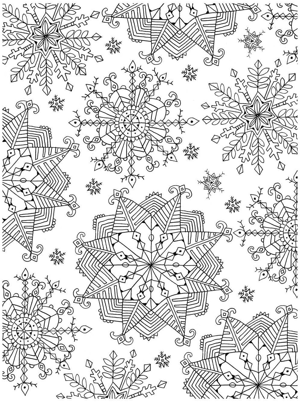Coloriage Flocon De Neige Adulte Noël Zentangle - Noël adulte à imprimer