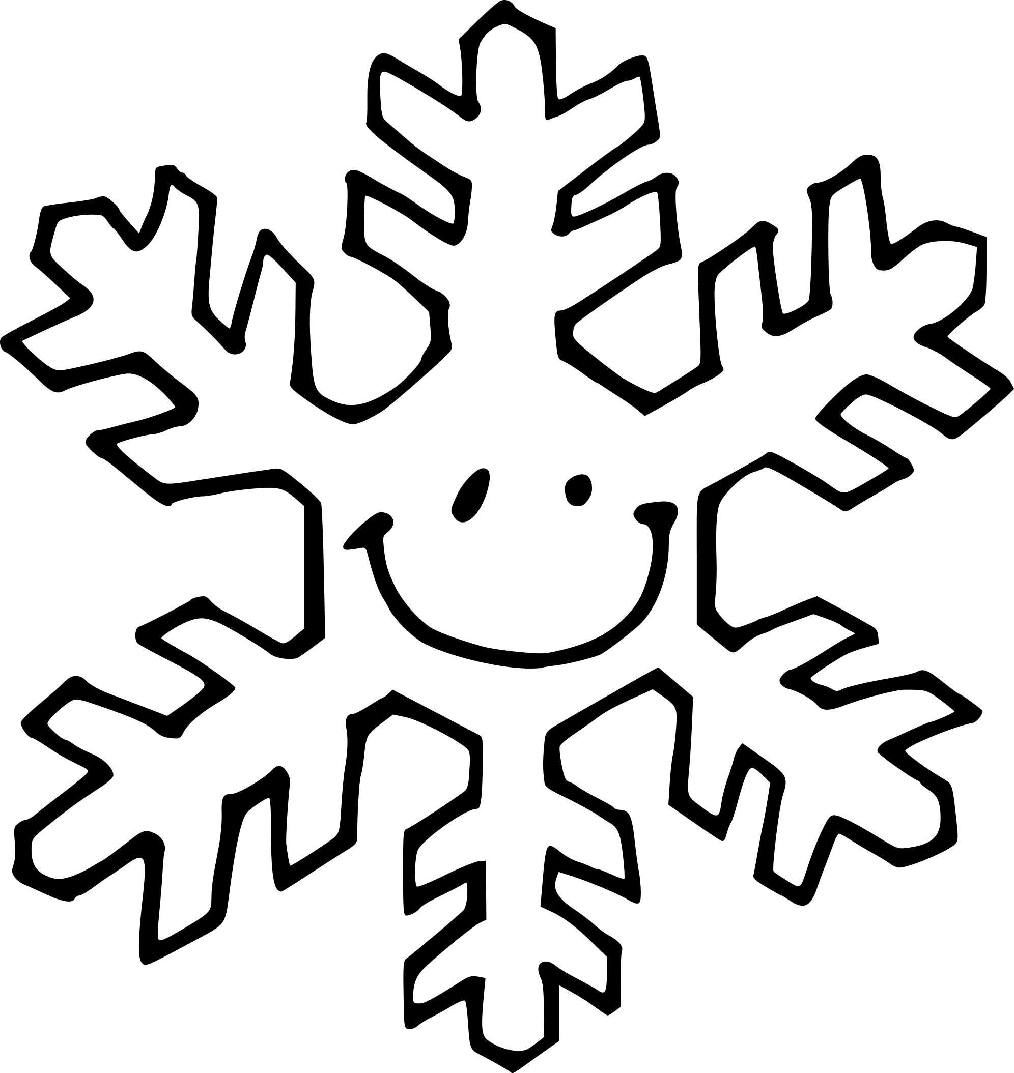 Coloriage Flocon De Neige Avec Un Sourire - Flocon de neige à imprimer