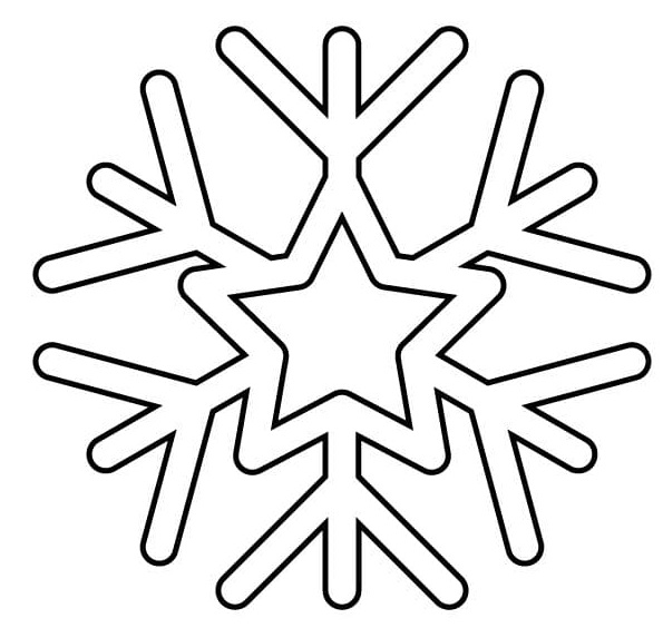Coloriage Flocon De Neige Avec Une Étoile - Flocon de neige à imprimer