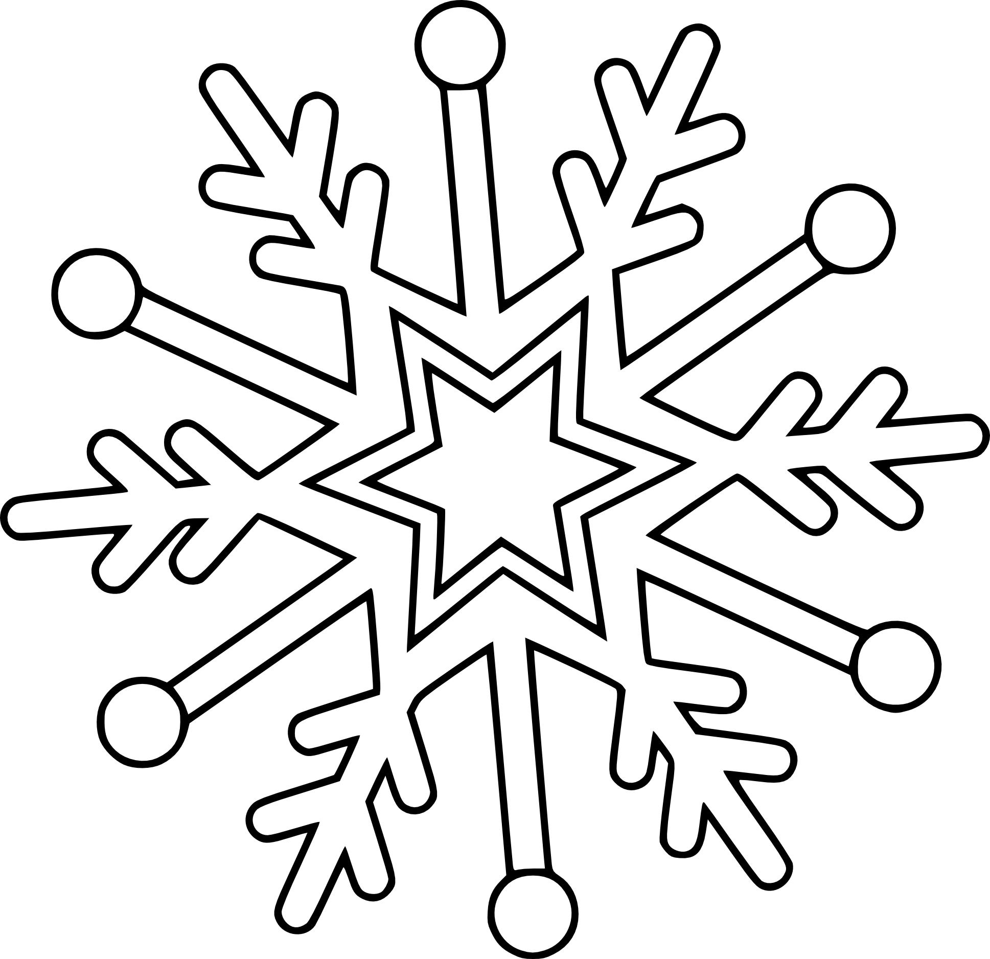 Coloriage Flocon De Neige Étoile Et Sapin - Flocon de neige à imprimer