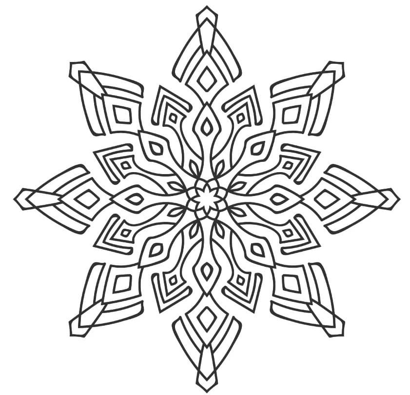 Coloriage Flocon De Neige Moderne Mandala - Flocon de neige à imprimer