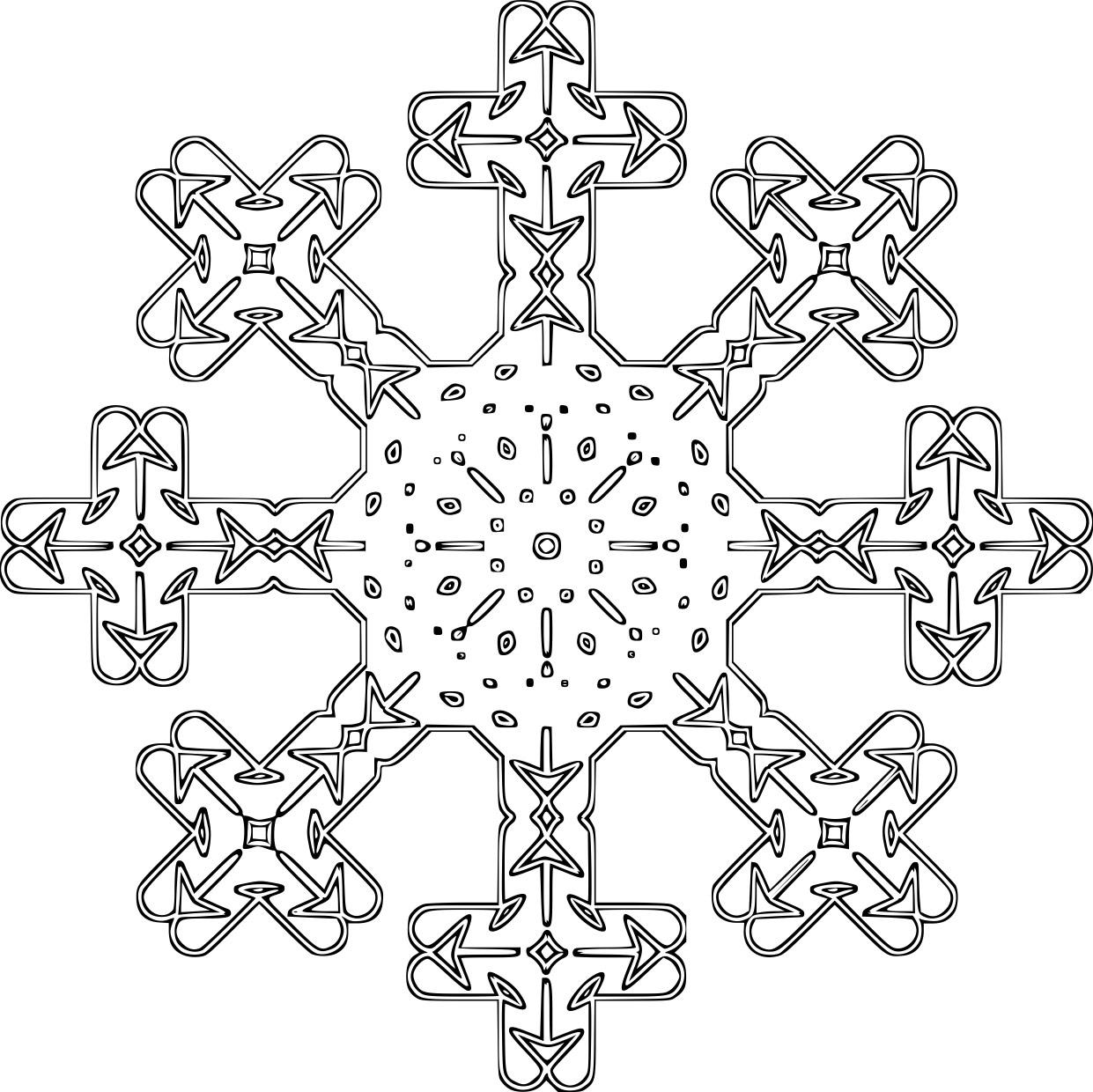 Coloriage Flocon De Neige Original Croix - Flocon de neige à imprimer
