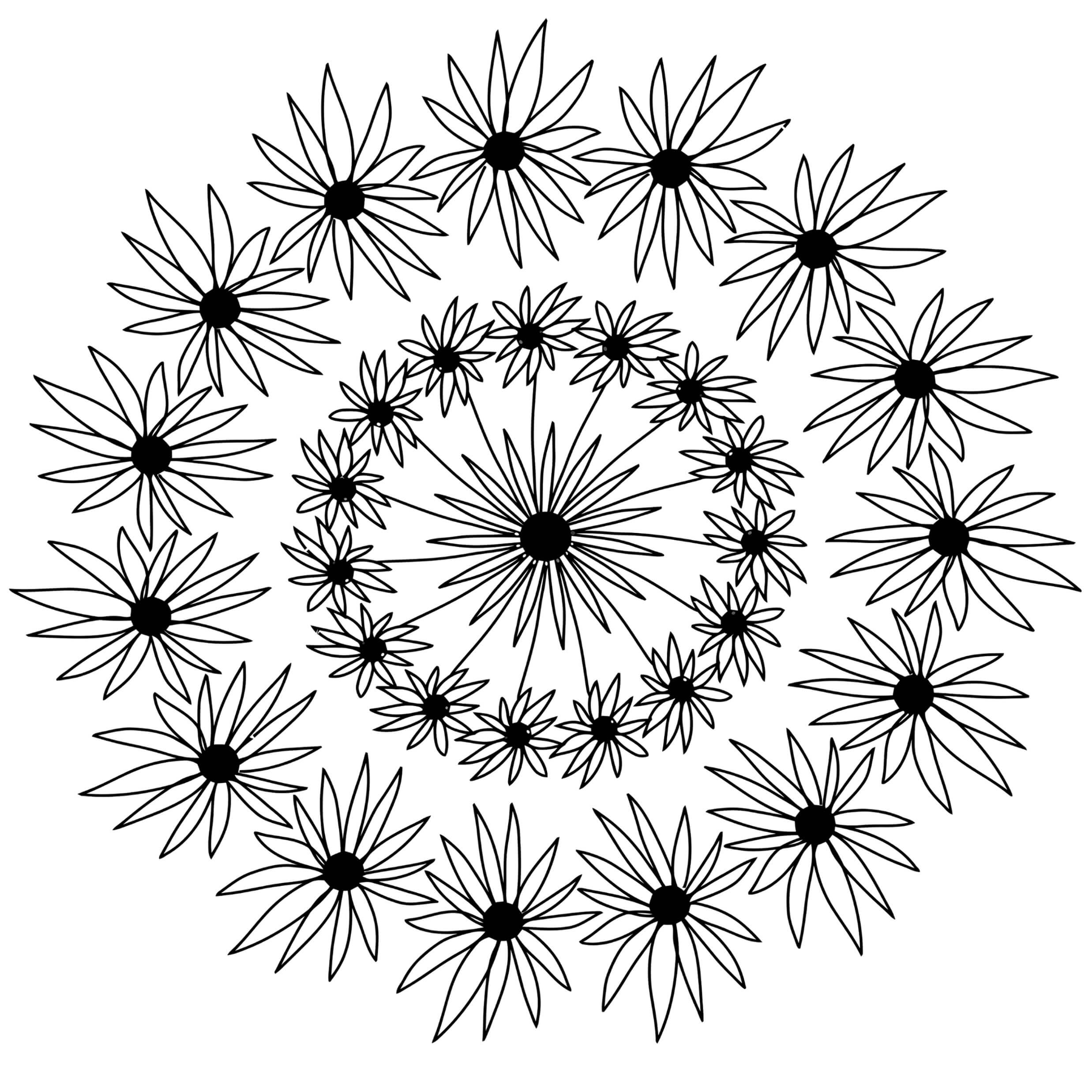 Coloriage Flowers Mandala Adulte Fleurs - Adulte à imprimer
