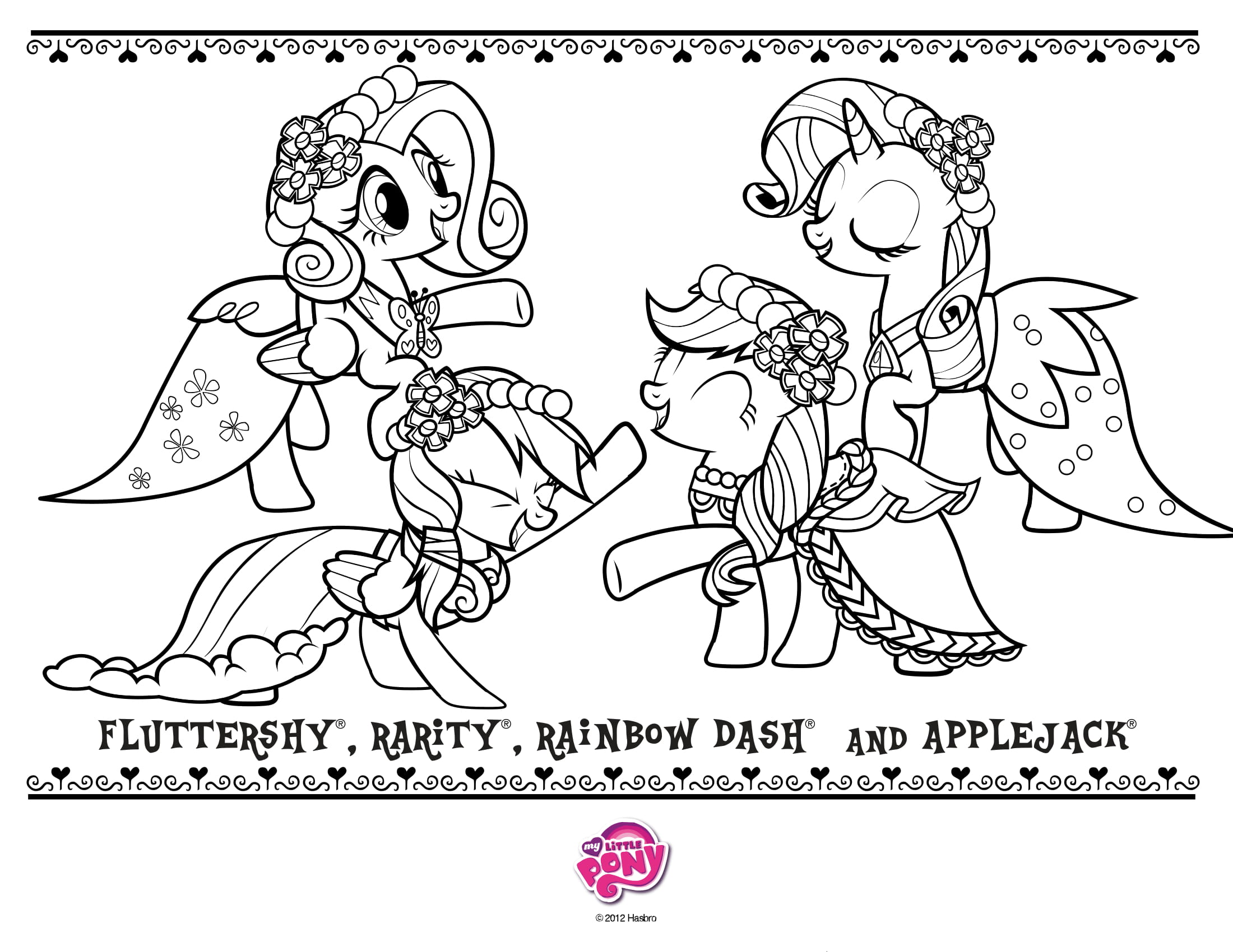 Coloriage Fluttershy Rarity Rainboy Dash Applejack - My little pony à imprimer