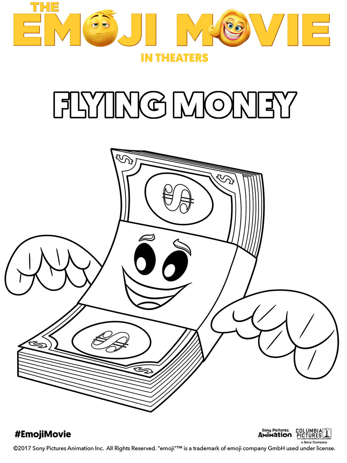 Coloriage Emoji Monnaie Volante - Monde Secret - Le Monde secret des Emojis à imprimer