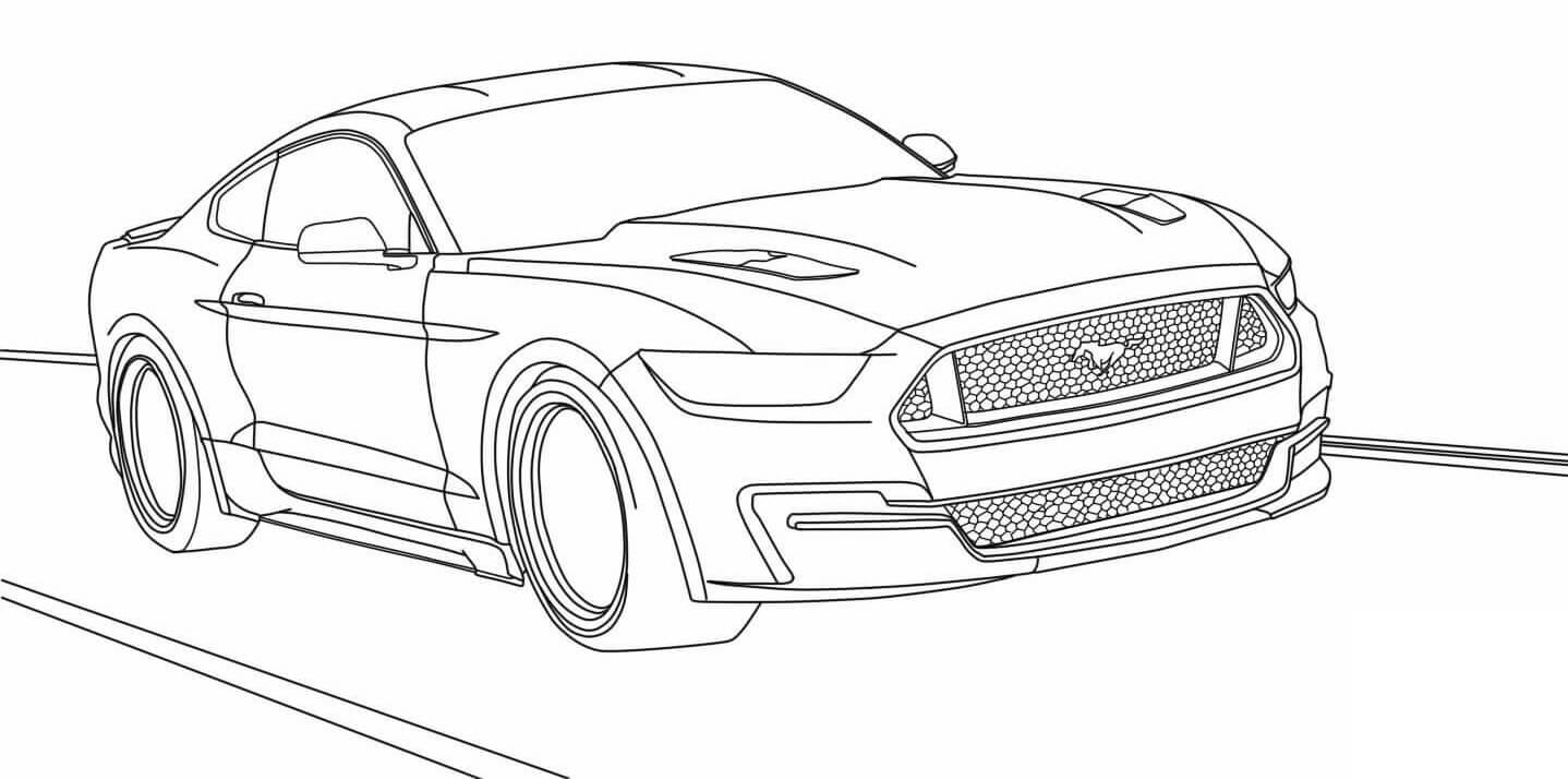 Coloriage Ford Mustang Voiture De Course Tuning - Voiture à imprimer