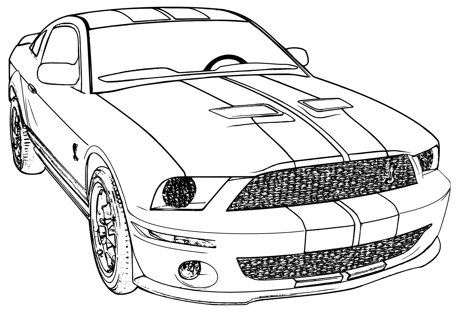 Coloriage Ford Mustang Voiture De Sport - Voiture de course à imprimer