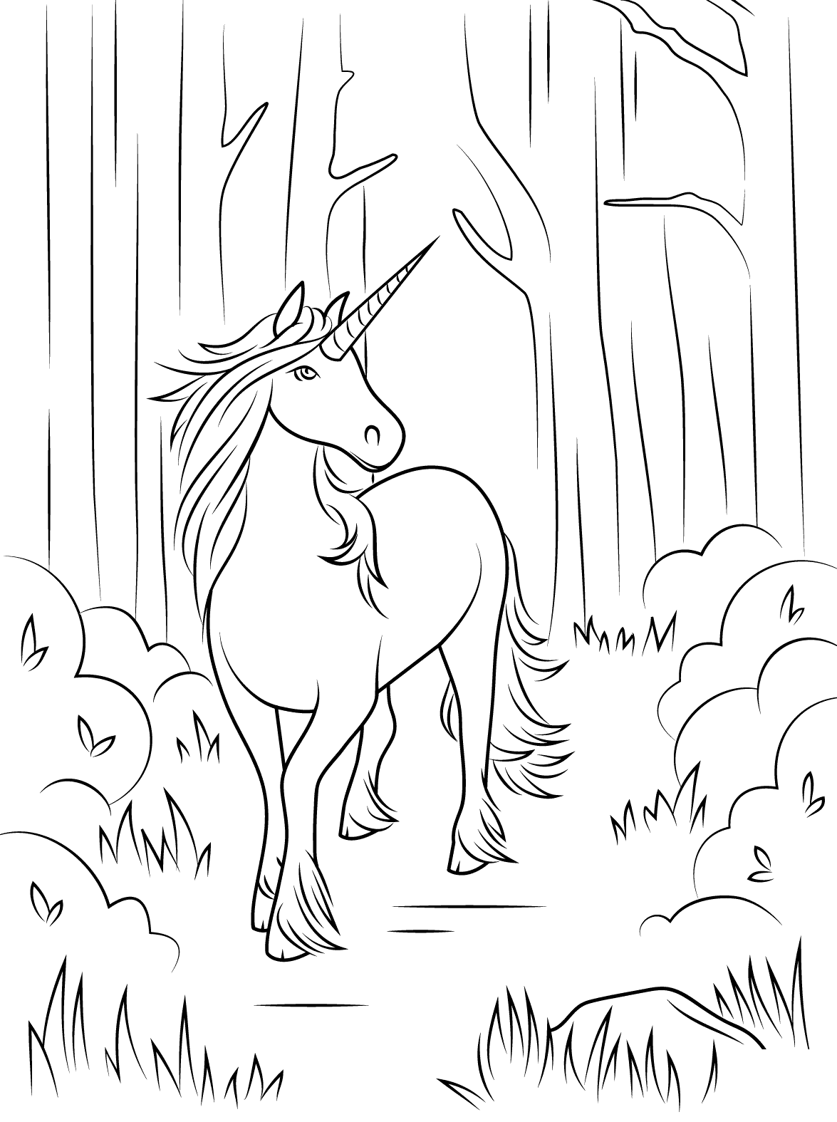 Coloriage Forest Licorne By Artsashina - Licorne à imprimer