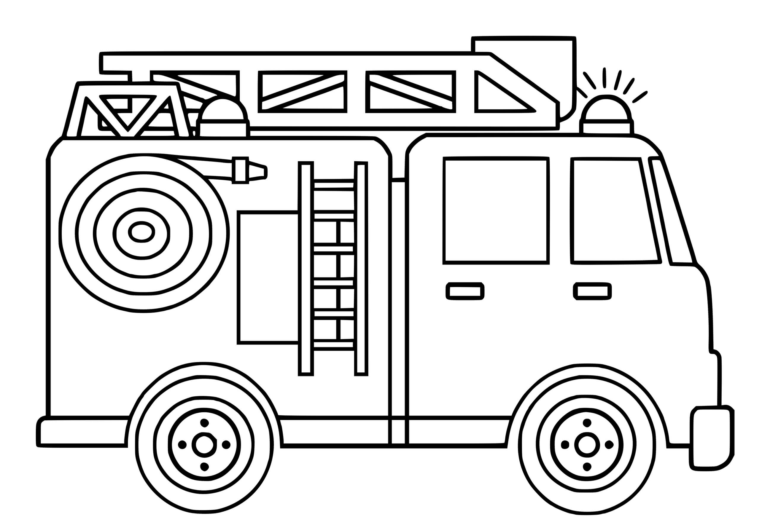 Coloriage Fourgon Dincendie Facile - Pompier à imprimer