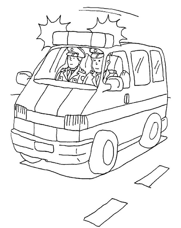 Coloriage Fourgonnette De Police - Voiture à imprimer