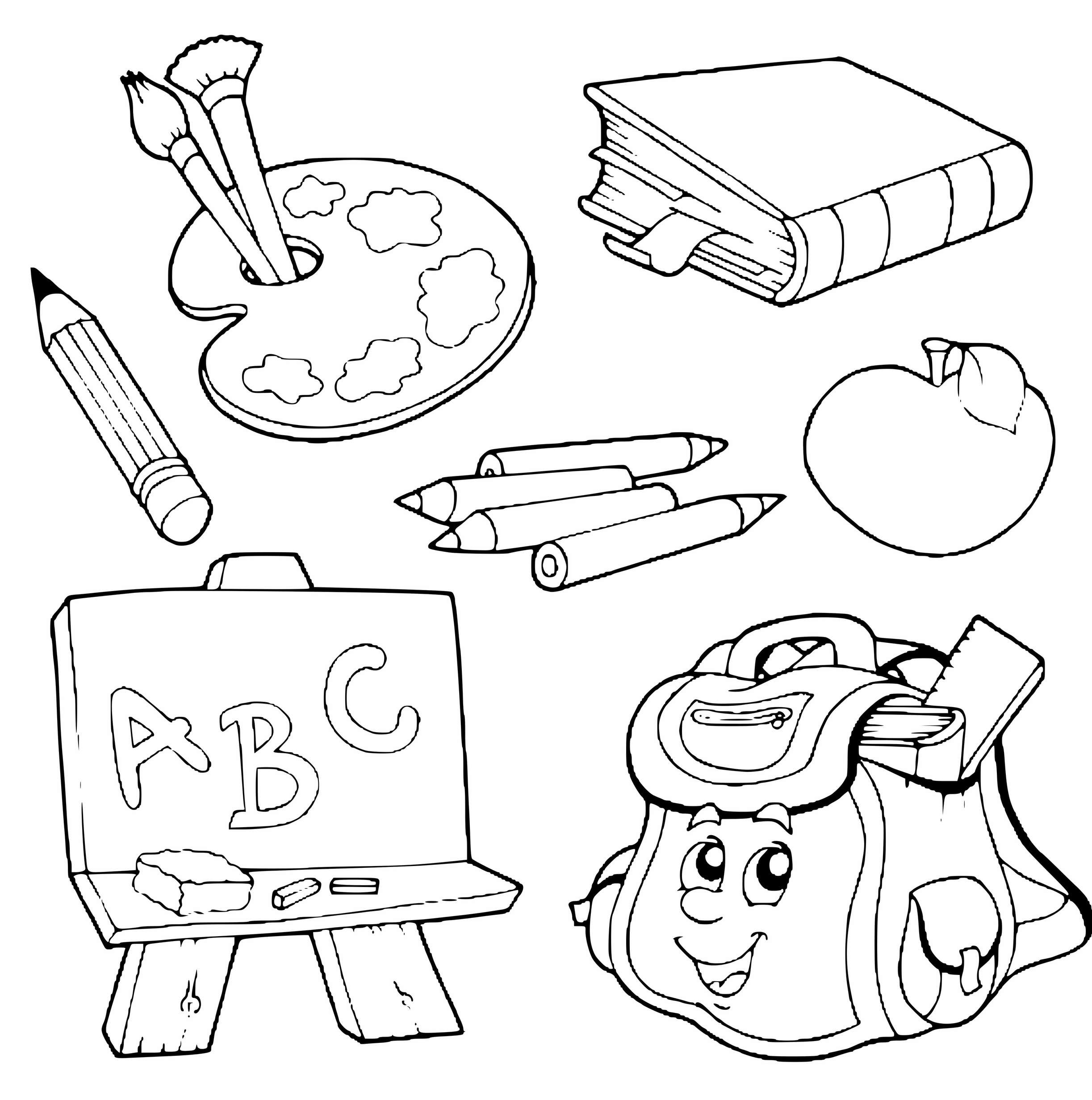 Coloriage Fourniture Pour La Rentrée - Rentrée scolaire à imprimer