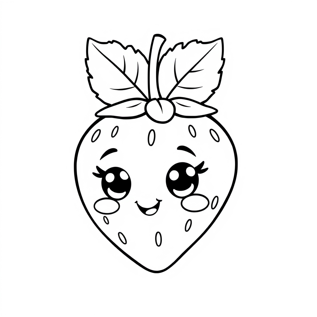 Coloriage Fraise 1 Fruit Kawaii - Kawaii fruits à imprimer