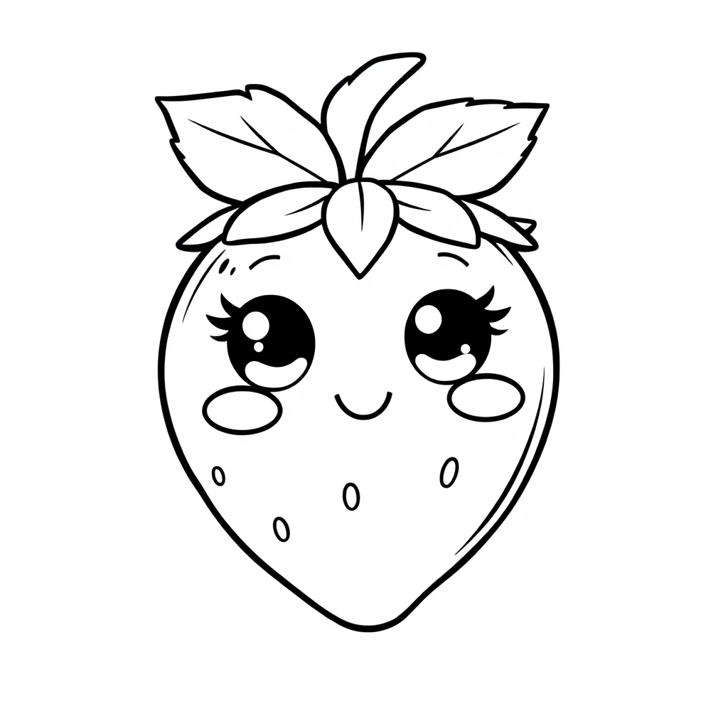Coloriage Fraise 2 Fruit Kawaii - Kawaii fruits à imprimer