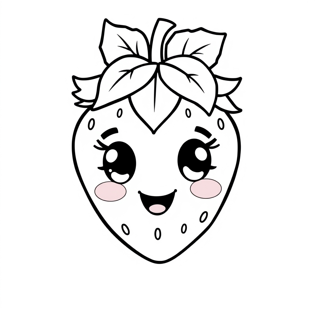 Coloriage Fraise 3 Fruit Kawaii - Kawaii fruits à imprimer