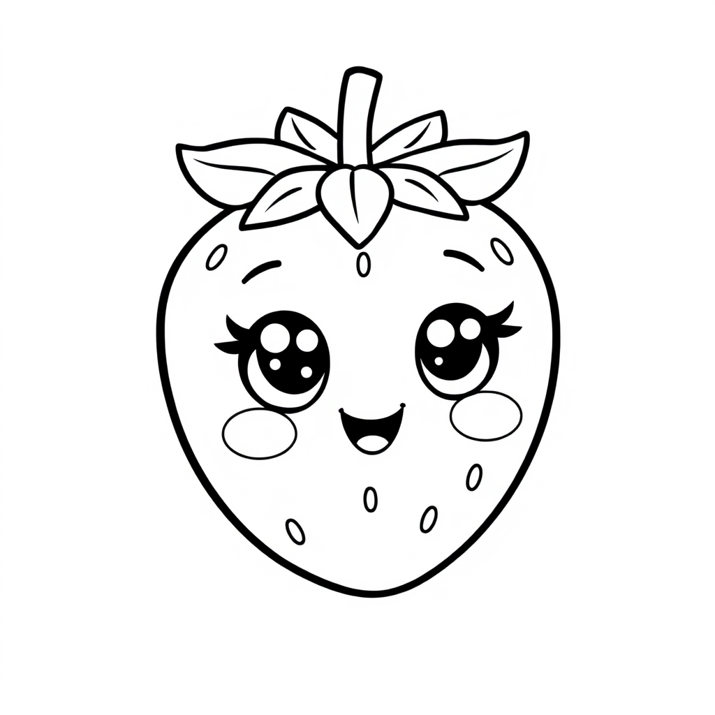 Coloriage Fraise 4 Fruit Kawaii - Kawaii fruits à imprimer