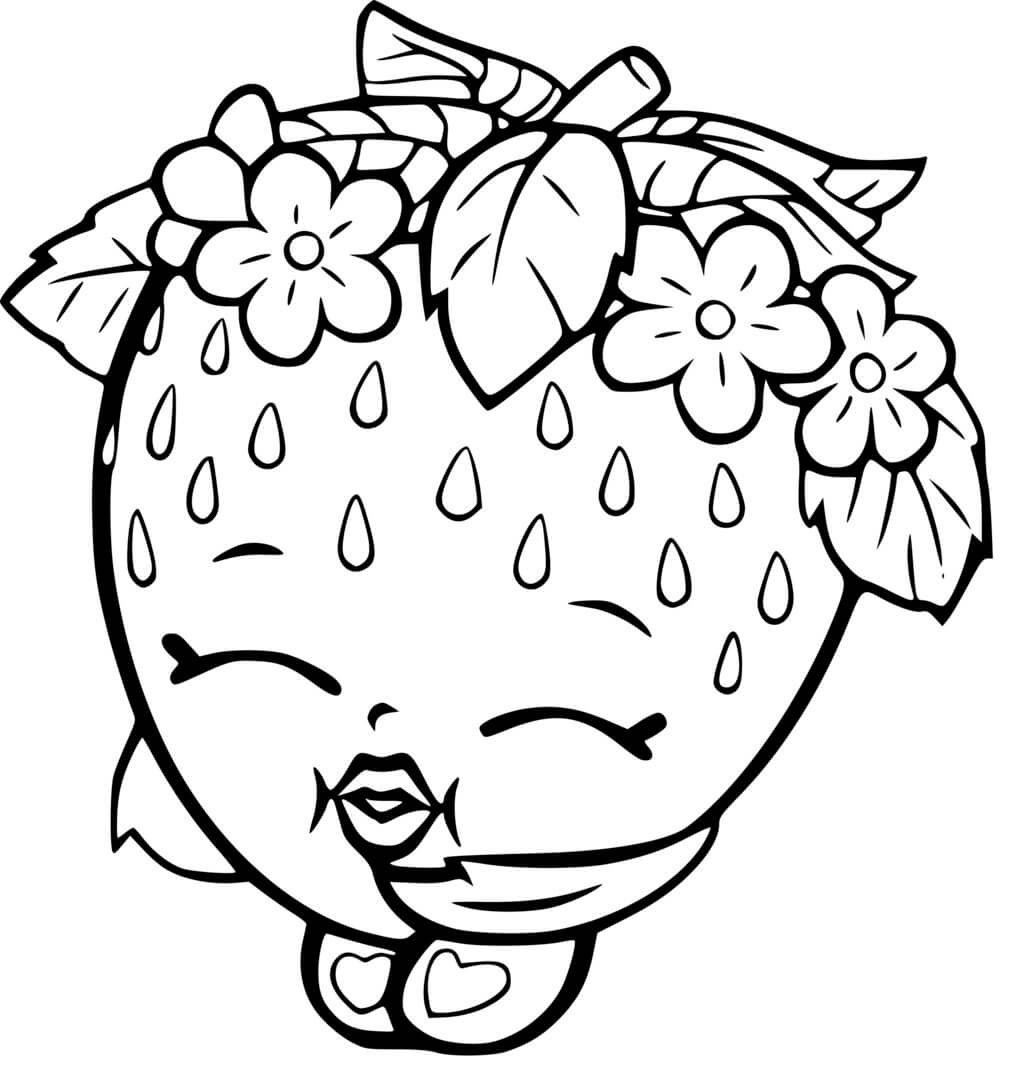 Coloriage Fraise Dessin Anime Kawaiishopkins - Fraise à imprimer