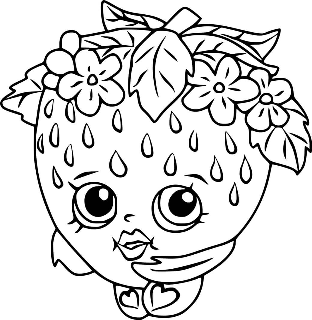 Coloriage Fraise Dessin Kawaii De Shopkins - Fraise à imprimer