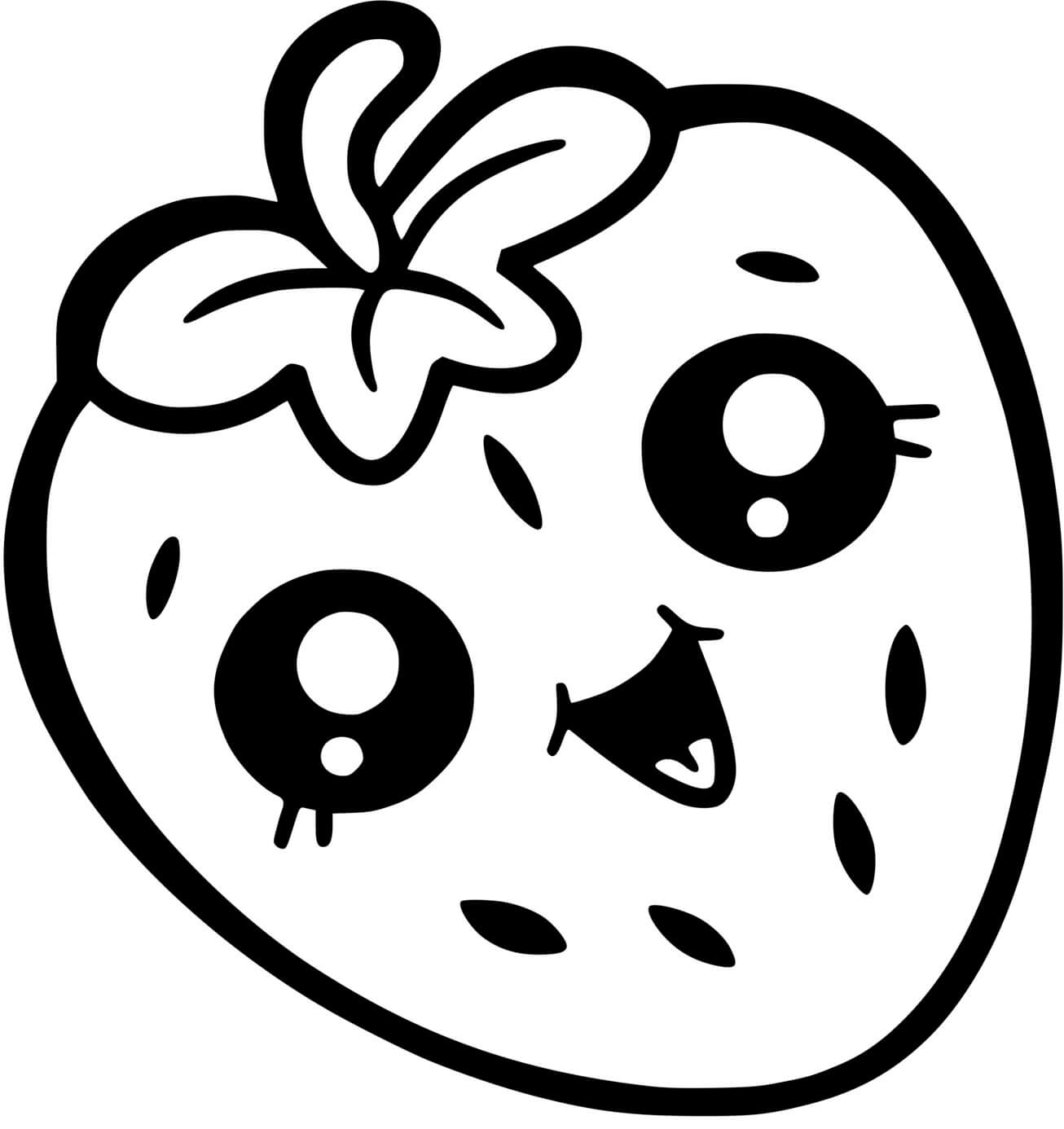 Coloriage Fraise Dessin Kawaii - Dessin kawaii à imprimer