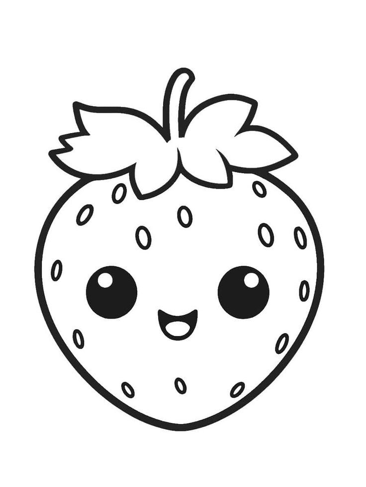 Coloriage Fraise Kawaii Nourriture Maternelle - Kawaii nourriture à imprimer