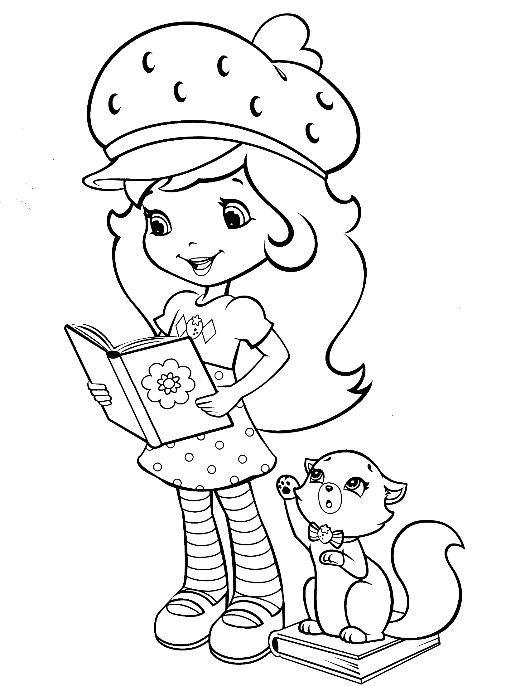 Coloriage Fraisinette Aime La Lecture - Charlotte aux fraises fraisinette à imprimer