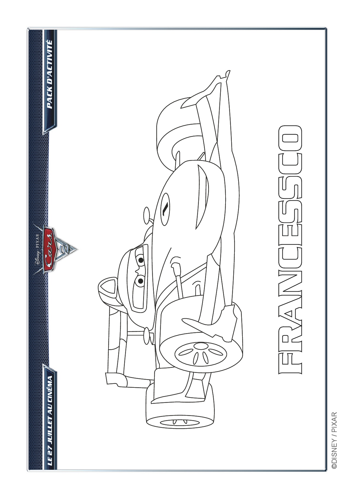 Coloriage Francesco Sur La Ligne De Depart Cars Disney - Cars à imprimer
