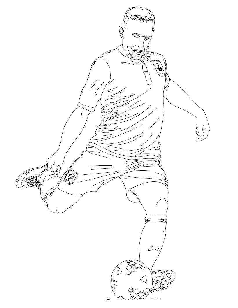 Coloriage Franck Ribery Joueur De Foot France - Foot à imprimer