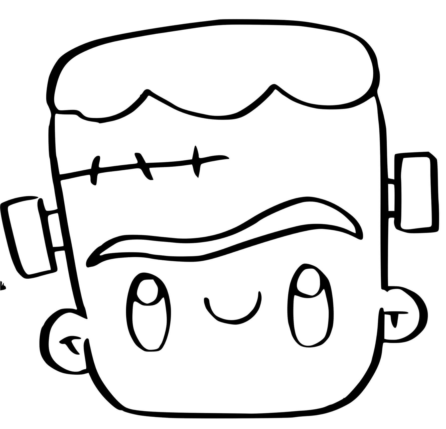 Coloriage Frankenstein Kawaii Dessin Halloween Facile - Halloween à imprimer