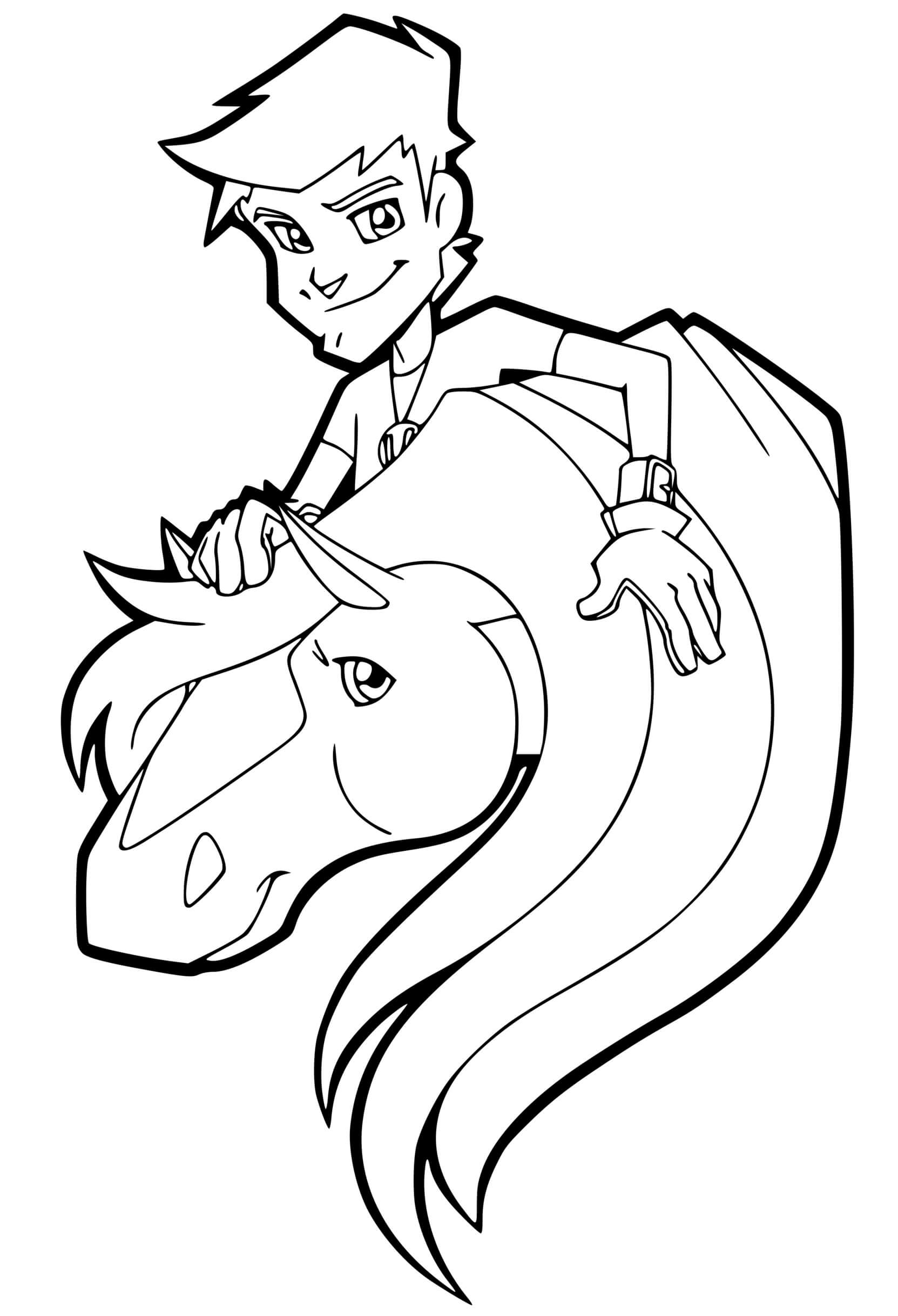 Coloriage Fred Et Son Cheval Tango Horseland - Horseland à imprimer
