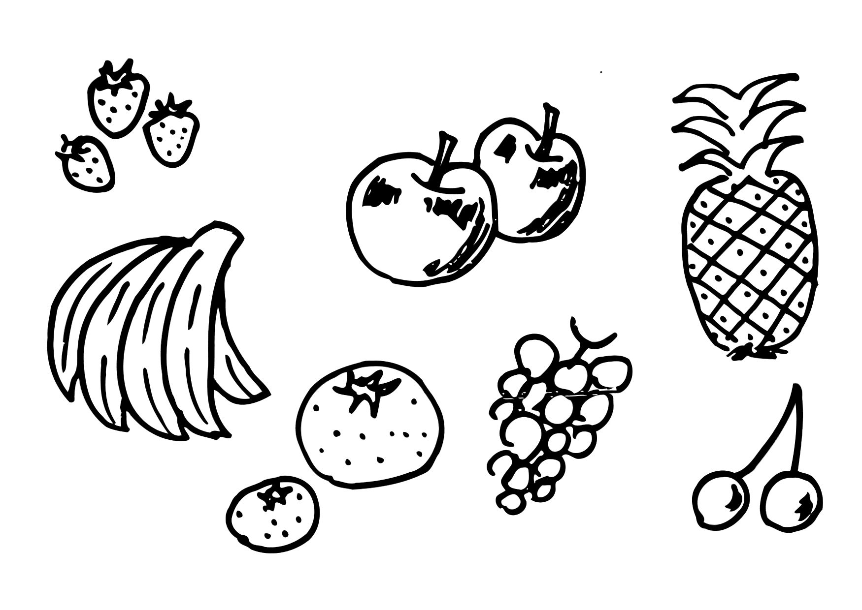 Coloriage Fraise juteuse avec feuilles - Fruits à imprimer