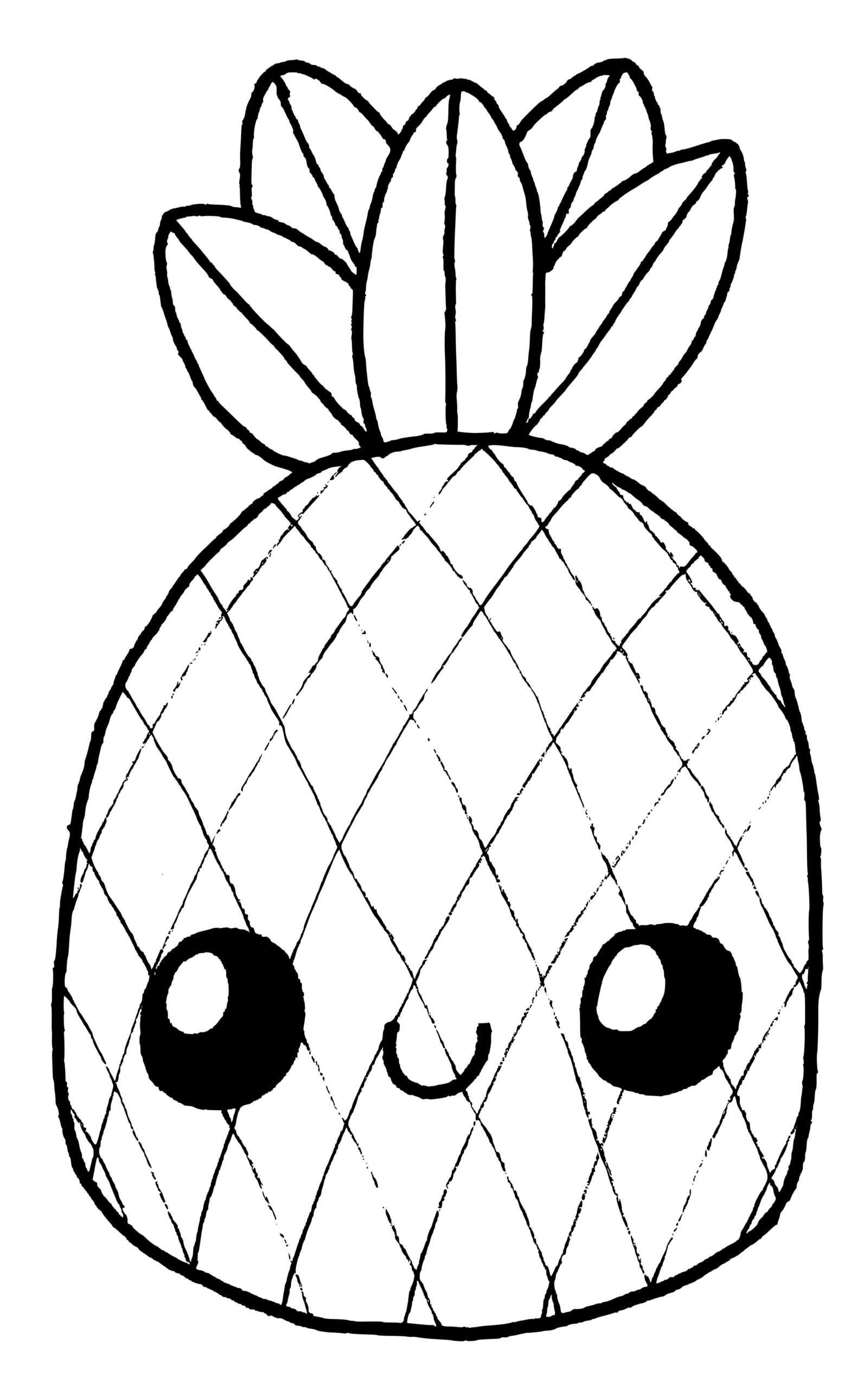 Coloriage Fruit Ananas Kawaii Adorable - Ananas à imprimer