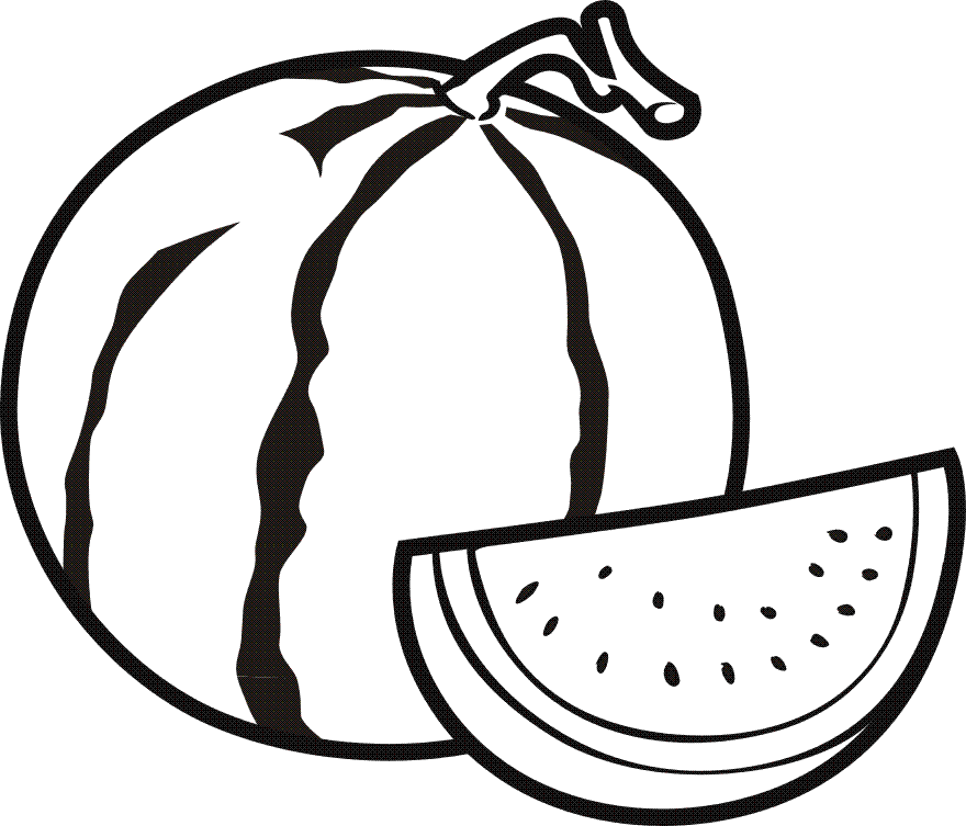 Coloriage Fruit Melon D'eau - Fruits à imprimer