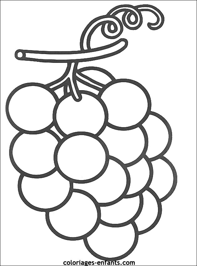 Coloriage Fruit Raisins - Fruits à imprimer
