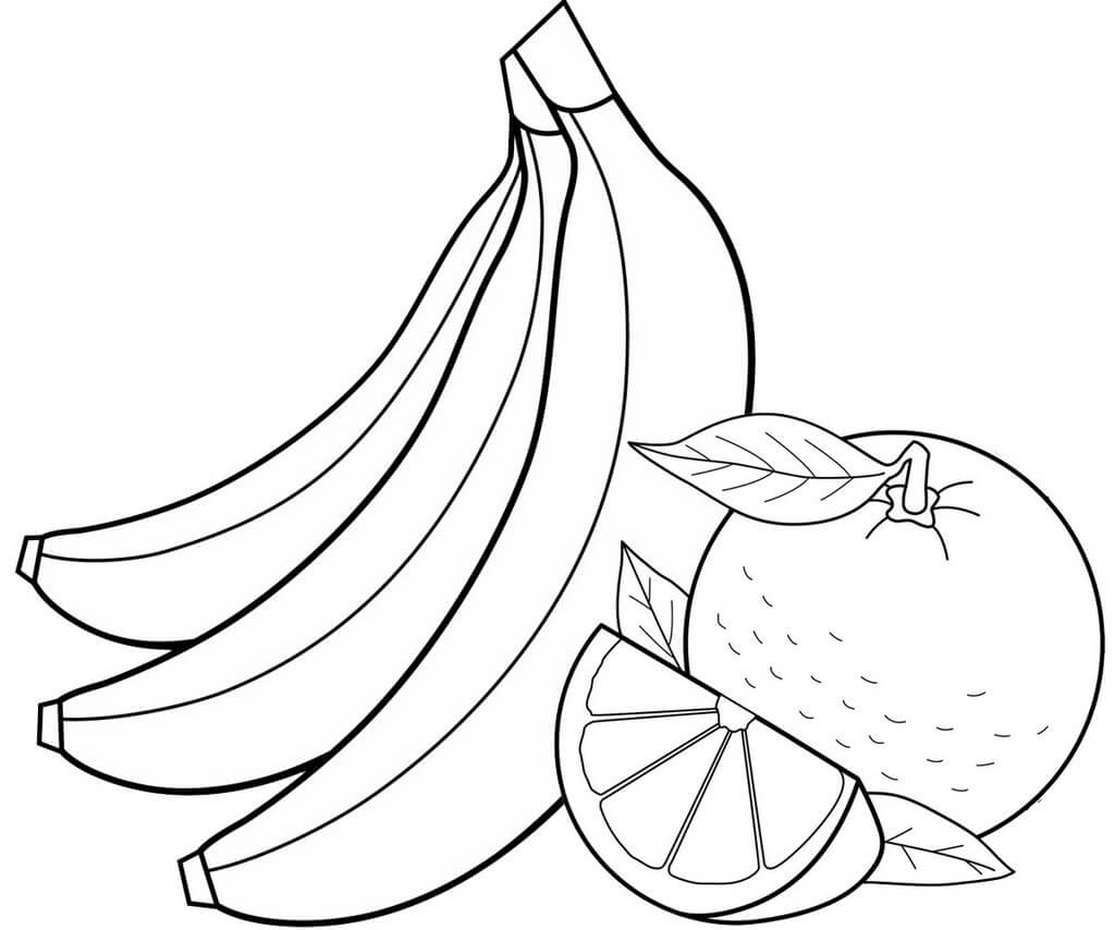 Coloriage Fruits Banane Et Orange - Banane à imprimer