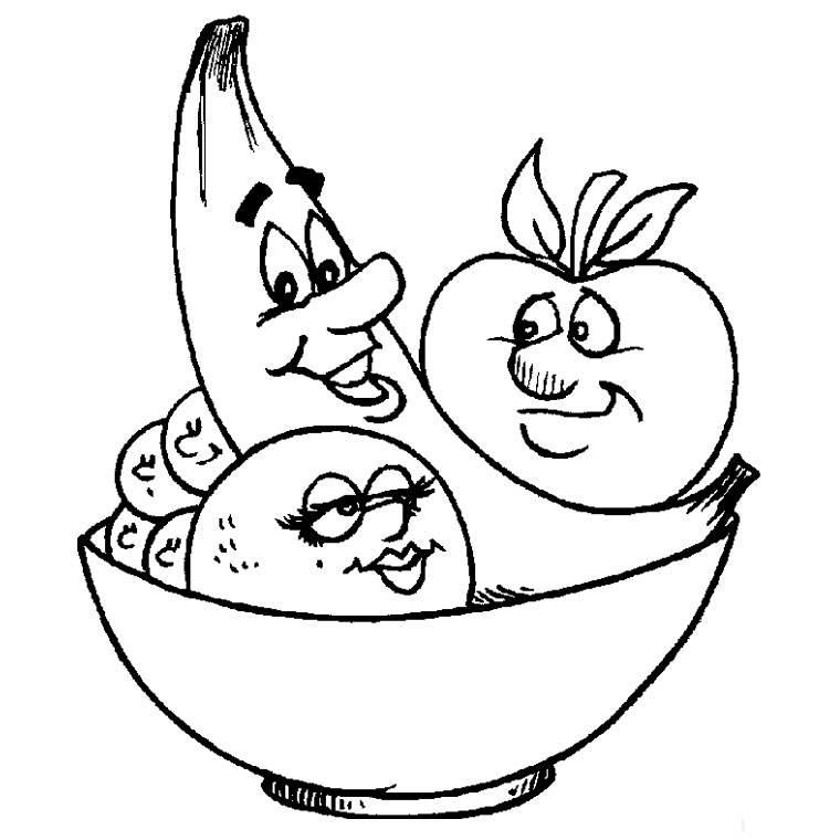 Coloriage Fruits Et Légumes Rigolos - Fruits à imprimer