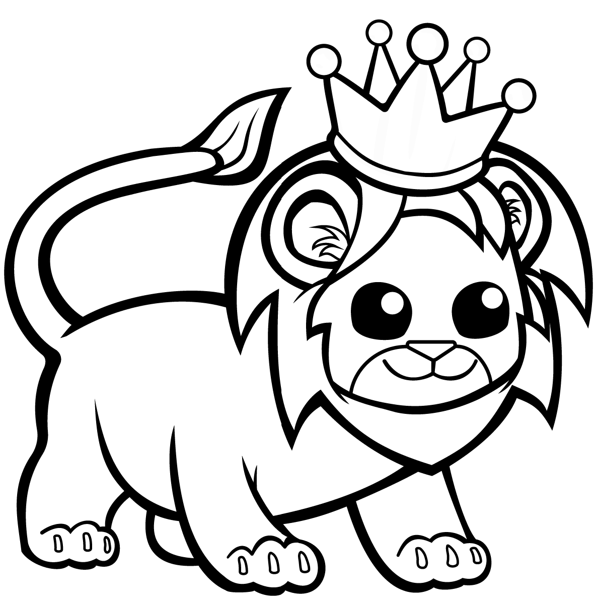 Coloriage Lion Rigolo avec Couronne Royale - Lion à imprimer