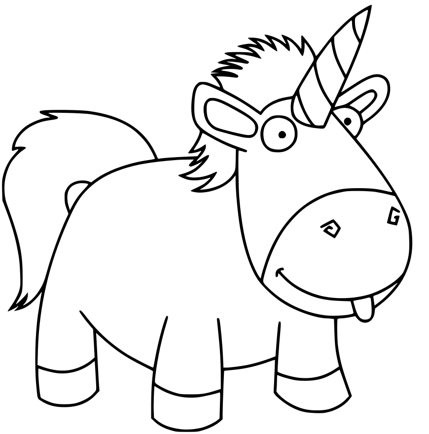 Coloriage Licorne Rigolote pour Enfants - Licorne à imprimer