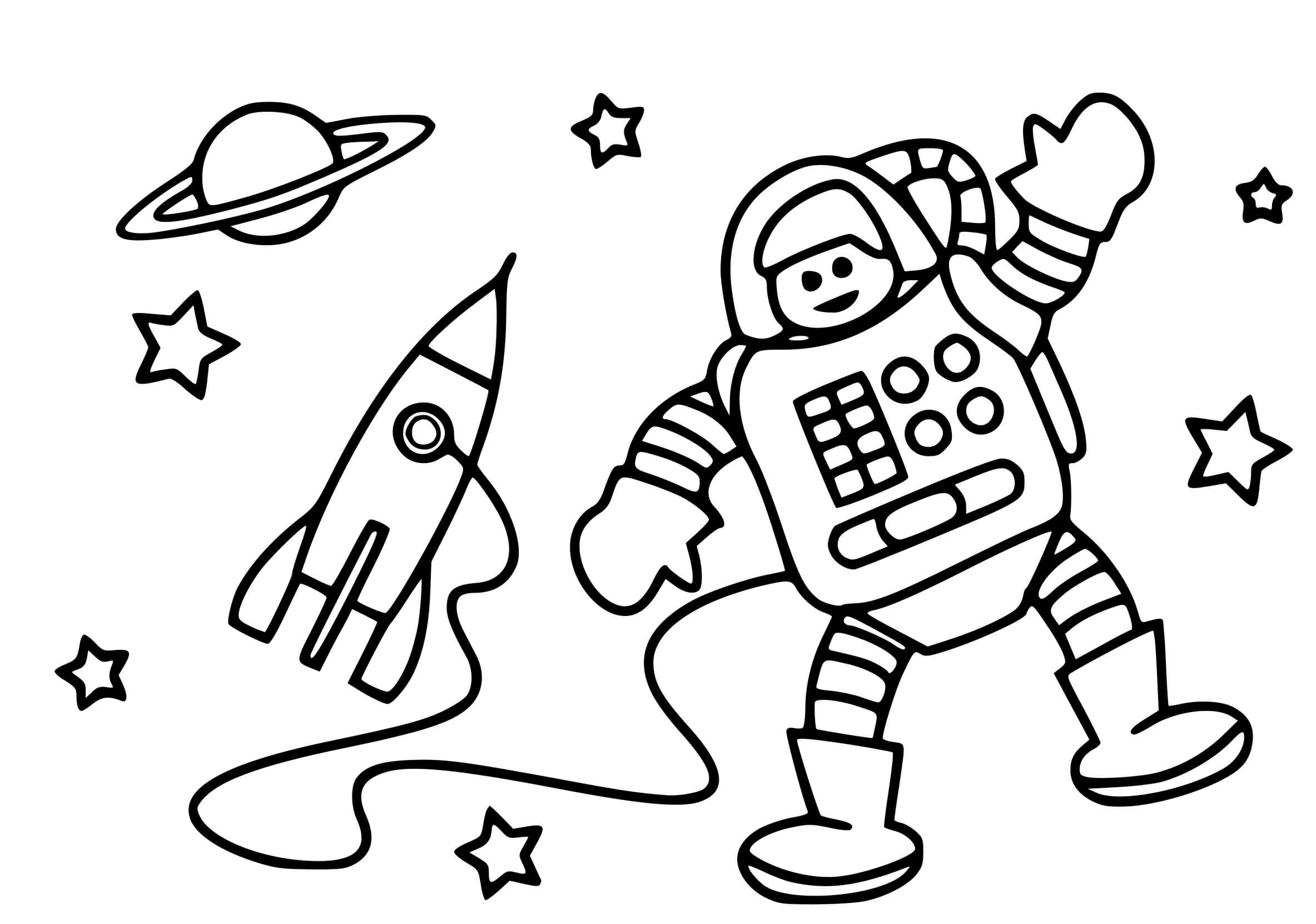 Coloriage Fusée Astronaute Espace - Fusée à imprimer