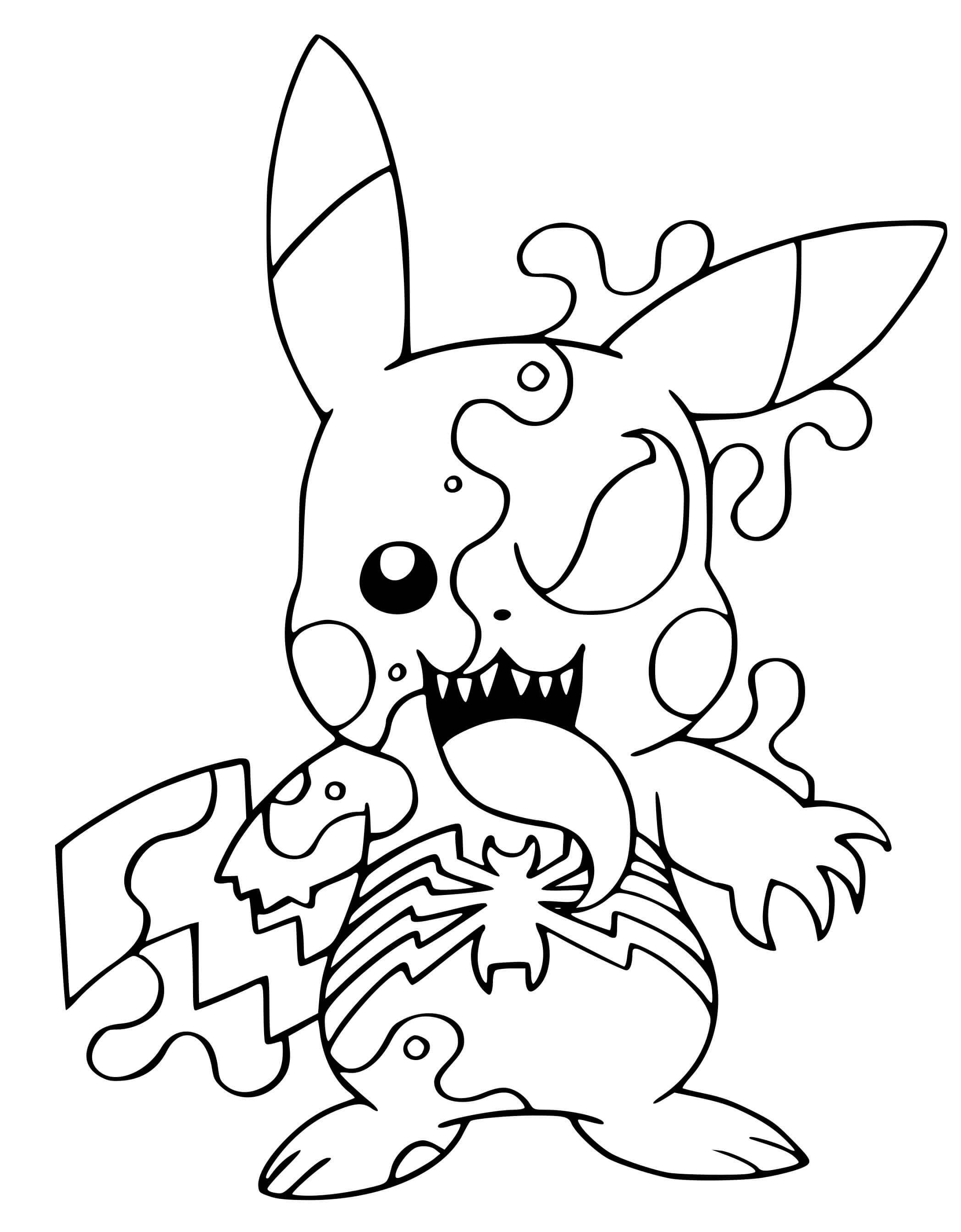 Coloriage Fusion Venom Pikachu Pokemon - Pokémon à imprimer