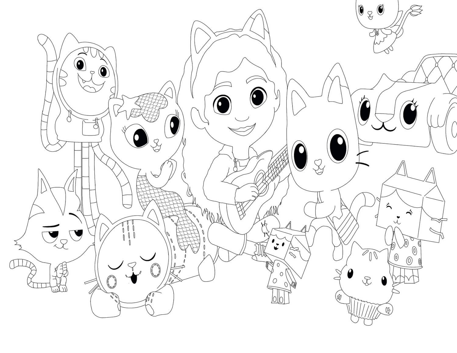 Coloriage Gabby Chat Et Les Chats Pandy Et Autres - Gabby chat à imprimer