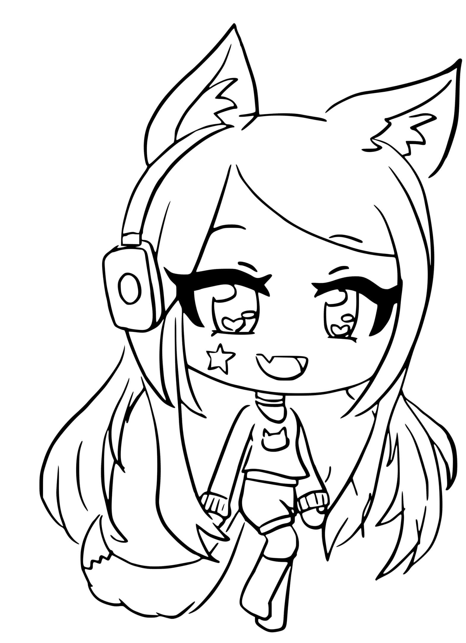 Coloriage Gacha Life Avec Des Ecouteurs Et Des Yeux Kawai - Gacha life à imprimer
