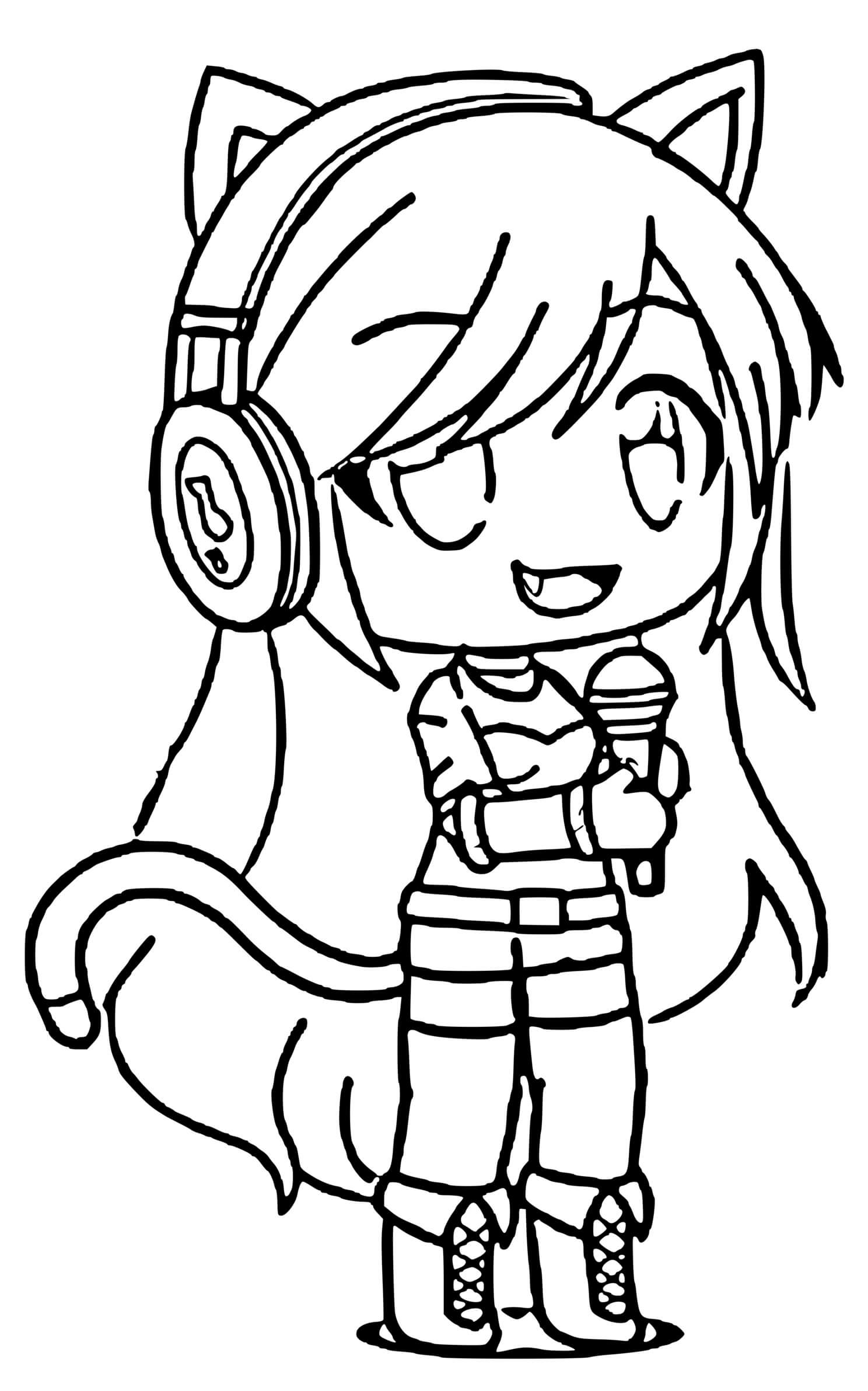 Coloriage Gacha Life Chante Une Chanson - Gacha life à imprimer