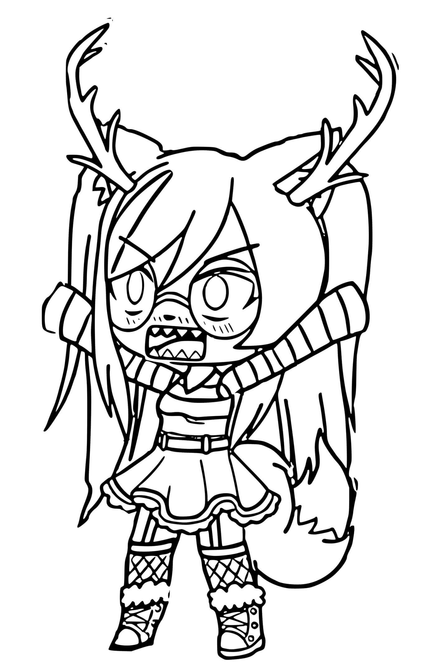 Coloriage Gacha Life Renne Fâché Frustre - Gacha life à imprimer