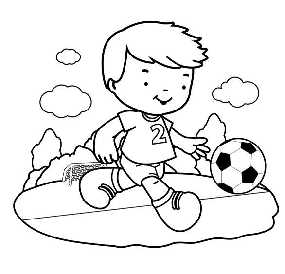 Coloriage Garçon 7 Ans Joue Au Foot - Garçon à imprimer